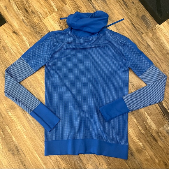 Womens Nike dri fit cowl neck striped running workout sweatshirt sz S blue - Picture 2 of 4